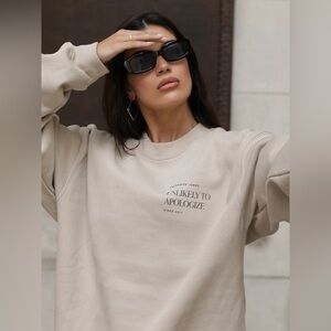 Uncommon James Unlikely To Apologize Crewneck Sweatshirt - beige